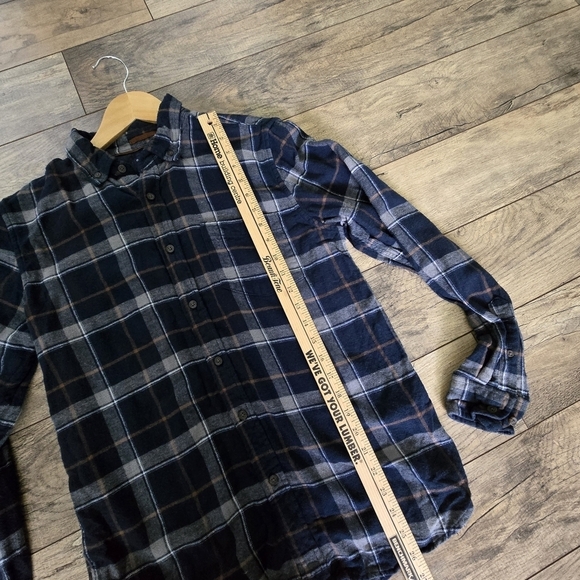 Denim & Flower Men's Medium Navy Plaid Long Sleeve Button Shirt 💯 Cotton - Picture 4 of 11